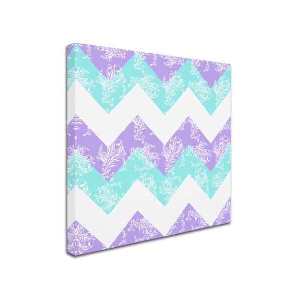 Tina Lavoie 'Purple Aqua Damask Fresh' Canvas Art,18x18